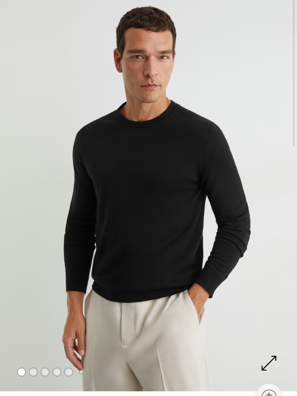 Reiss Wessex Merino Wool Crew-Neck Jumper Sweater in Black Size M